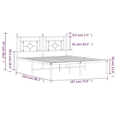 Bedframe met hoofdbord metaal wit 183x213 cm Bedframe met hoofdbord metaal wit 183x213 cm