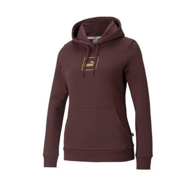 Puma hoodie met logo en glitters aubergine