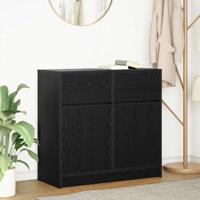 Dressoir met lade 80x34x76 cm spaanplaat zwart eikenkleurig - thumbnail