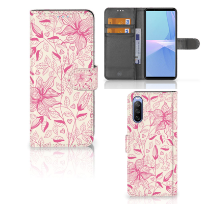 Sony Xperia 10 III Hoesje Pink Flowers | Portemonnee hoesje Sony Xperia 10 III Hoesje Pink Flowers | Portemonnee hoesje