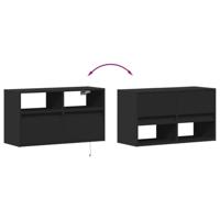 Tv-wandmeubel met LED-verlichting 80x31x45 cm zwart - thumbnail