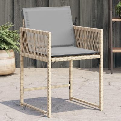 Tuinstoelen 4 st met kussens poly rattan gemengd beige Tuinstoelen 4 st met kussens poly rattan gemengd beige