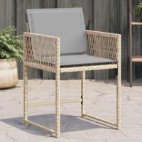 Tuinstoelen 4 st met kussens poly rattan gemengd beige - thumbnail
