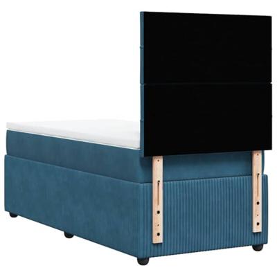 Boxspring met matras fluweel donkerblauw 90x190 cm