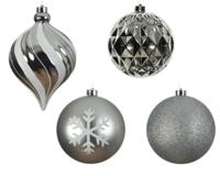 6 XXL kerstballen kunststof dia. 15 cm in koker ballen kleur zilver Decoris - Decoris - thumbnail
