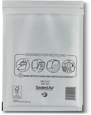 Mail Lite luchtkussenenveloppen, wit, D/1, 180 x 260 mm, doos van 200 stuks