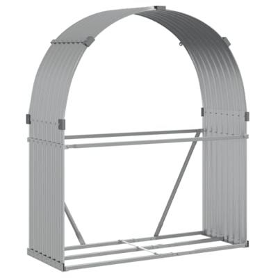 VidaXL Haardhoutopslag 120x45x140 cm gegalvaniseerd staal zilverkleur