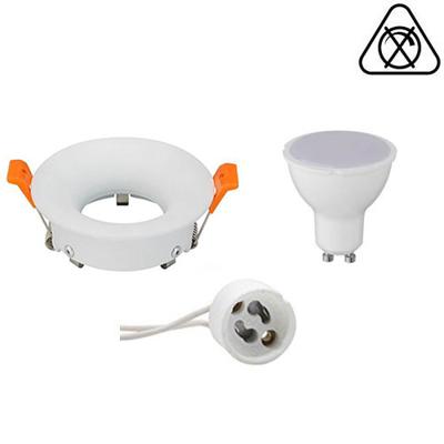 GU10 Inbouwspot Set - Mat Wit - Inbouw Rond - Aigi - 6W - Helder/Koud Wit 6400K - Ø85mm