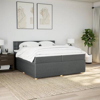 Boxspring met matras stof donkergrijs 200x200 cm