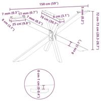 Eettafelpoot spider vorm 150x78x(72-73) cm staal naturel - thumbnail