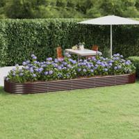 VidaXL Plantenbak 450x140x36 cm gegalvaniseerd staal bruin - thumbnail