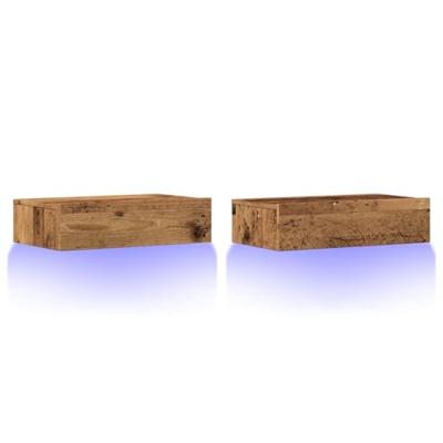 Tv-meubels met LED-verlichting 2 st 60x35x15,5 cm oud hout