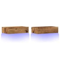 Tv-meubels met LED-verlichting 2 st 60x35x15,5 cm oud hout - thumbnail