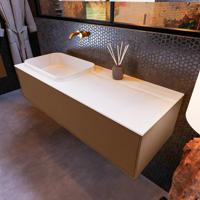 Badkamermeubelset Mondiaz Erin 120 cm met 1 Lade met RIDGE Wastafel Links Talc Zonder Kraangaten Greeploos Mat Rust - thumbnail