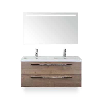 Seville Badmeubelset 120 cm - 2 laden Tabacco - Wastafel Djazz Dubbel - met Sence Spiegel