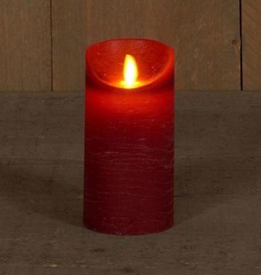 Kaars wax rustiek bewegende vlam 7,5x15 cm bordeaux b.o. Anna's Collection - Annas collection