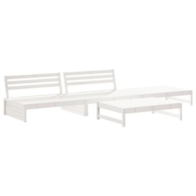 4-delige Loungeset massief grenenhout wit