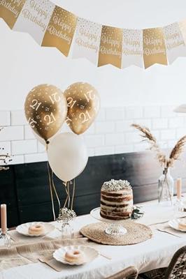 Ballonnen 25 Jaar Goud/Wit (8st)