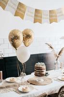 Ballonnen Happy Birthday Goud/Wit (8st) - thumbnail
