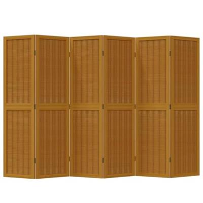 Kamerscherm met 6 panelen massief paulowniahout bruin - thumbnail