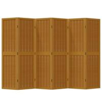 Kamerscherm met 6 panelen massief paulowniahout bruin - thumbnail