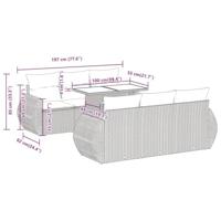 7-delige Loungeset met kussens poly rattan zwart - thumbnail