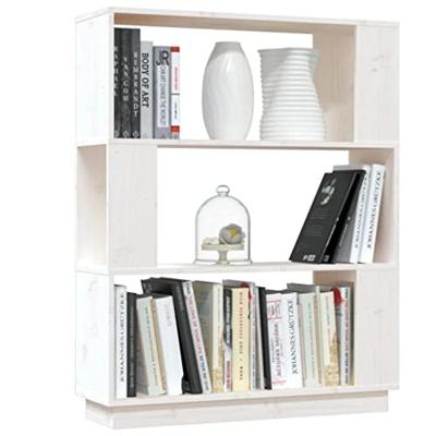 Boekenkast/kamerscherm 80x25x101 cm massief grenenhout wit