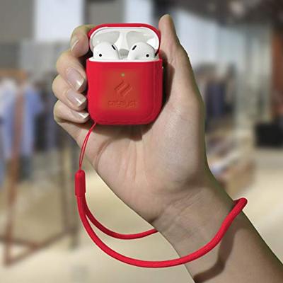 Catalyst Lanyard Case voor AirPods 1 en 2 - Siliconen hoes voor AirPods-case, inclusief koord, hoogglanzende oppervlakteafwerking met extra grip, compatibel met draadloos opladen - Rood