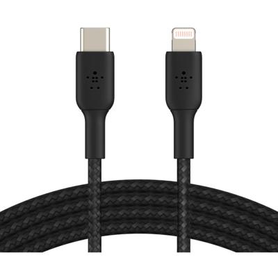 Parat 990597999 USB-kabel USB-C stekker, Apple Lightning stekker 1.00 m Zwart Stoffen mantel