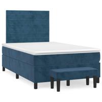 Boxspring met matras fluweel donkerblauw 120x190 cm - thumbnail