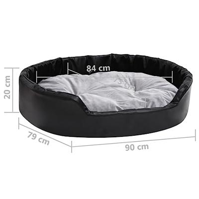 VidaXL Hondenmand 90x79x20 cm pluche en kunstleer zwart en grijs