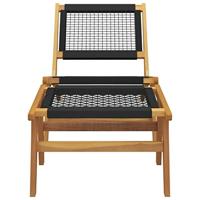 Tuinstoel met voetensteun massief teakhout en polyester - thumbnail