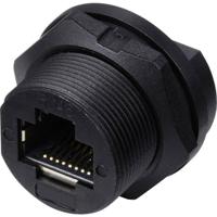 TRU COMPONENTS TC-E13T-FR6-PPF RJ45-bus voor montage aan de achterzijde op printplaten IP67 (met schroefdraad) TC-13543664 Aantal polen (sensoren) 8 Zwart 1 - thumbnail
