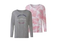 esmara 2 dames shirts met lange mouwen (Grijs/roze, S (36-38)) - thumbnail