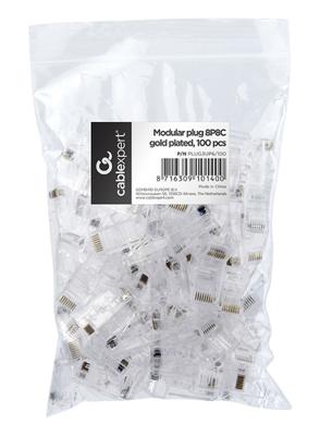 Connector RJ45 Categorie 5 UTP GEMBIRD PLUG3UP6/100 100 uds Zwart Transparant 100 Stuks