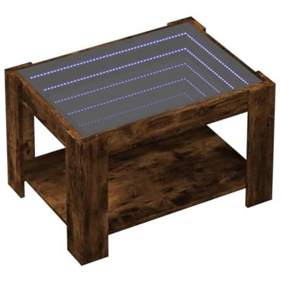 Salontafel met LED 73x53x45 cm bewerkt hout gerookt eikenkleur Salontafel met LED 73x53x45 cm bewerkt hout gerookt eikenkleur