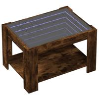 Salontafel met LED 73x53x45 cm bewerkt hout gerookt eikenkleur - thumbnail