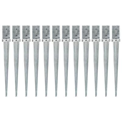 VidaXL Grondpinnen 12 st 8x8x76 cm gegalvaniseerd staal zilverkleurig VidaXL Grondpinnen 12 st 8x8x76 cm gegalvaniseerd staal zilverkleurig