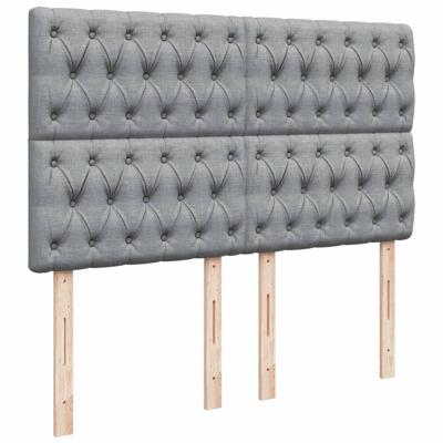 Boxspring met matras stof lichtgrijs 140x200 cm - thumbnail