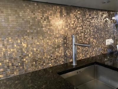 Mozaïek Isodeco Steenstrip Blokjes Zelfklevend 30.5x30.5 cm Goud Isodeco