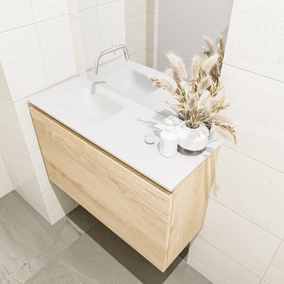 MONDIAZ OLAN 80cm toiletmeubel washed_oak. LEX wastafel talc links geen kraangat MONDIAZ OLAN 80cm toiletmeubel washed_oak. LEX wastafel talc links geen kraangat