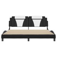 Bedframe met hoofdbord kunstleer zwart en wit 180x200 cm - thumbnail