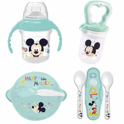 THERMOBABY MICKEY Maaltijdpakket 1e leeftijd - 1 knabbelschaar + 1 kom + 1 beker met handvat + 2 lepels