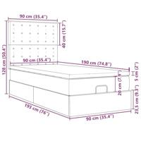 Ottoman bed met matras en LED's 90x190cm stof lichtgrijs - thumbnail