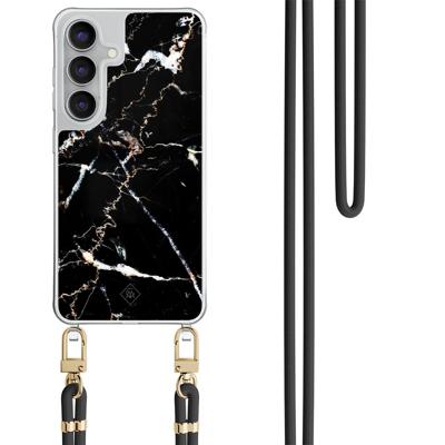 Samsung Galaxy S25 FE hoesje met zwart koord - Marmer zwart