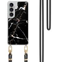 Samsung Galaxy S25 FE hoesje met zwart koord - Marmer zwart - thumbnail