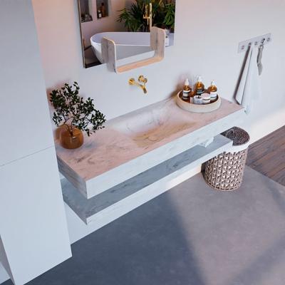 MONDIAZ ALAN-DLUX 130cm planchet Opalo. Vrijhangende wastafel CLOUD midden zonder kraangat, kleur Opalo. MONDIAZ ALAN-DLUX 130cm planchet Opalo. Vrijhangende wastafel CLOUD midden zonder kraangat, kleur Opalo.