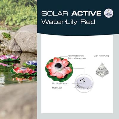FIAP 3206-4 SOLAR ACTIVE WaterLily Red Decoratieve lamp op zonne-energie LED LED vast ingebouwd Rood