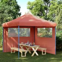 VidaXL Partytent inklapbaar pop-up met 2 zijwanden terracottakleurig - thumbnail