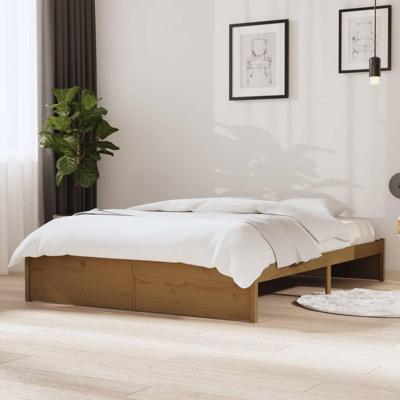 Bedframe massief hout honingbruin 140x190 cm